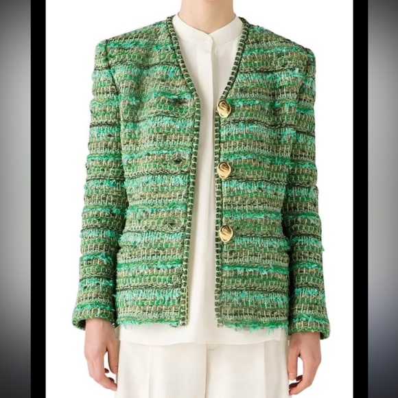 St. John Textural Knit green knit jacket size 12 - beautiful rare piece sz 12 - Picture 1 of 12